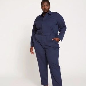 NEW Universal Standard Long Sleeve Twill Belted Jumpsuit Navy Blue XS 10-12 L